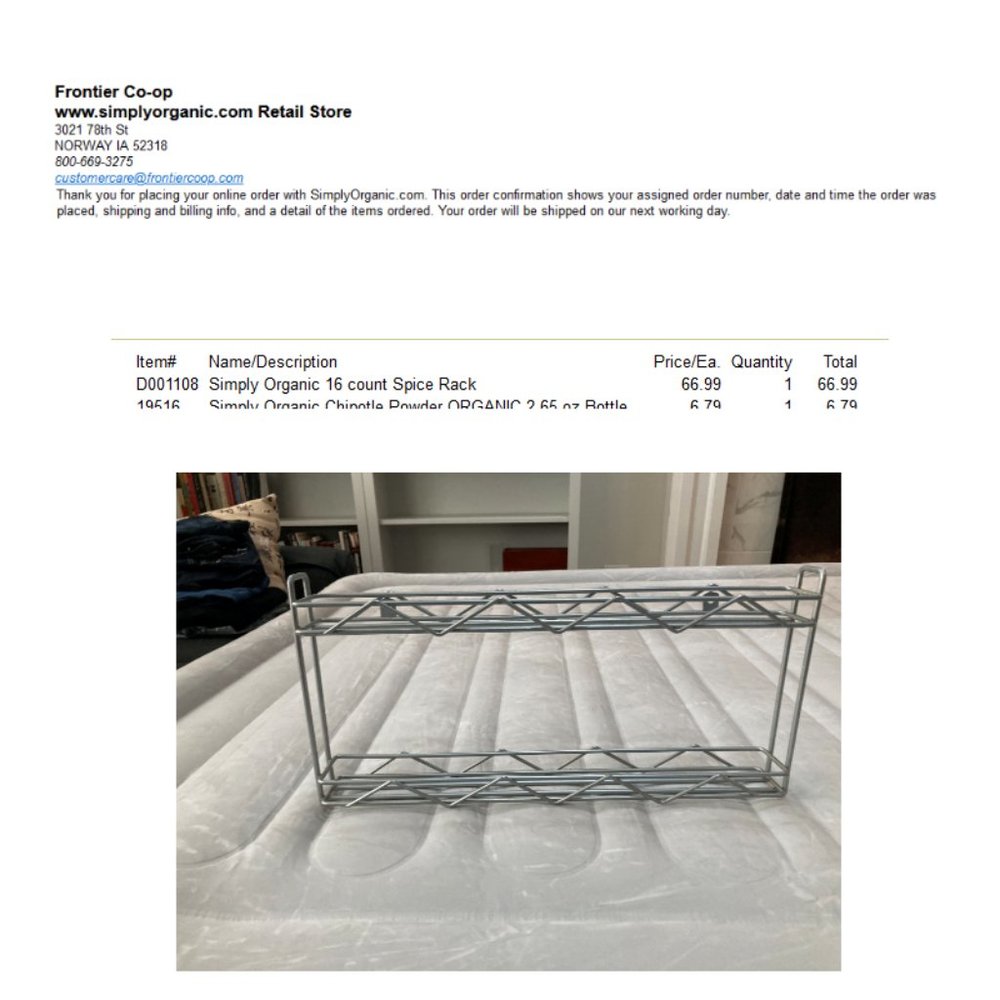 Simply Organic Stainless Steel Double Shelf Spice Rack Holds 16 bottles